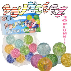 Kögler Bouncerz 10 x Flummi Bälle im Netz Springball Gummiball Dropsball 25 mm