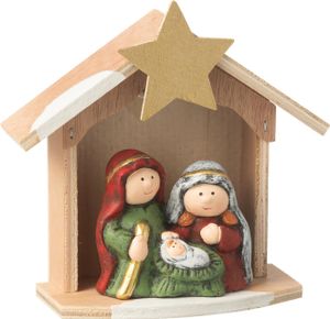 Manahee Design | LED Weihnachtskrippe aus Porzellan | Mehrfarbig | 15,5 cm x 14,5 cm x 6,5 cm