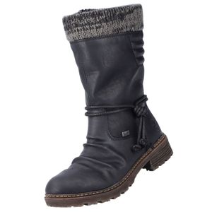 Rieker Damen Stiefel Warmfutter Kordel Winterstiefel Raffung Strick Z4755, Größe:40 EU, Farbe:Schwarz