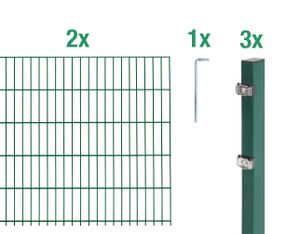 Alberts Doppelstabmattenzaun-Komplettset | grün | Höhe 80 cm | Länge 4 m