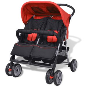 Möbel Baby Zwillingswagen Stahl Rot und Schwarz 2023