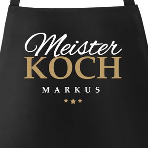 Küchen-Schürze mit Namen individualisierbar Meisterkoch Kochschürze Männer Frauen personalisierte Geschenke SpecialMe® Herren schwarz unisize