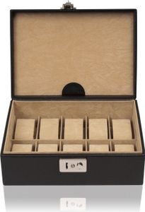 Windrose 8038598 Damen Uhrenkassette Uhrenkoffer Beluga Leder Schwarz
