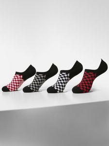 Urban Classics TB4234 Recycled Yarn Check Invisible Socks 4-Pack, veľkosť:43-46, farba:black_white_red_grey