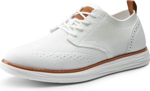 Bruno Marc Herren Anzugschuhe KnitFlex Craft Atmungsaktiv Gestrickter Stoff Schnürhalbschuhe Sommer casual lässige Moderne Klassische schuhe,Farbe: Weiss, Größe: 43
