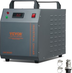 VEVOR Industrieller Wasserkühler, CW-3000, 80 W luftgekühltes industrielles Wasserkühler-Kühlsystem mit 12 L Wassertankkapazität, 12 L/min max. Durchflussrate, für Kühlmaschine für Lasergravurmaschine
