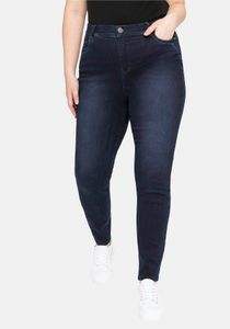 sheego Damen Große Größen Jeans mit Push-up-Effekt und Teilgummibund Jeansjeggings Freizeitmode sportlich - unifarben