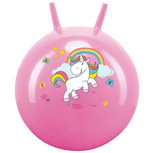 Sprungball Einhorn Hopser Hopperball Hüpfball Unicorn Ball mit 2 Griffen Pink