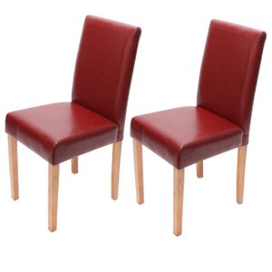 2er-Set Esszimmerstuhl Stuhl Küchenstuhl Littau  Kunstleder, rot, helle Beine