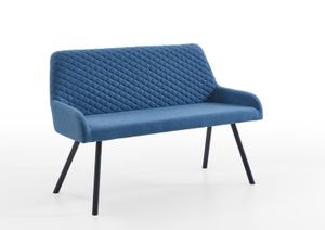 Sitzbank "Meran" blau mit Metallgestell schwarz 2-Sitzer mit Lehnen, bis 240 Kg Polsterbank 130 cm