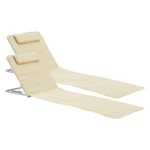 Strandmatte ’Cellorigo’ 2er Set mit verstellbarer Rückenlehne klappbar Stahlrahmen 160 x 49 cm Beige