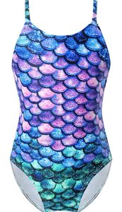 Meerjungfrau Bikini für Mädchen - Kinder Badeanzug mit Polka Dots und Fischschuppenmuster, Größe 170-176 cm.