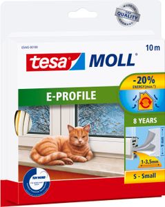 tesamoll Fensterdichtung selbstklebend (1 x 10 m) - E-Profil: 9 mm x 4 mm - weiß