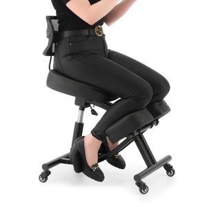 Black Point Ergonomischer Kniestuhl O'KNEEL PRO für Zuhause und Büro mit schwarzem Leinenbezug