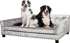 WISFOR sofa dla psa z oparciem, sofa dla psa z drewnianą ramą, legowisko dla psa, XL: 120 x 74 x 40 cm WISFOR sofa dla psa z oparciem, sofa dla psa z drewnianą ramą, legowisko dla psa, XL: 120 x 74 x 40 cm