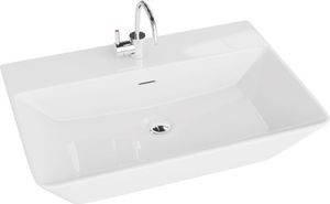LAVITA Aufsatzwaschtisch Cabrera Grande| Aufsatzwaschbecken Rechteckig | Waschbecken mit Überlauf und Hahnloch | Aus hochwertigem Porzellan | Waschtisch | 60x42,5x13,5 cm | Weiß Glanz