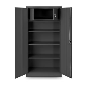 Aktenschrank mit Geheimfach Metallschrank Büroschrank Stahlblech Pulverbeschichtung 185 cm x 90 cm x 45 cm Farbe: Anthrazit