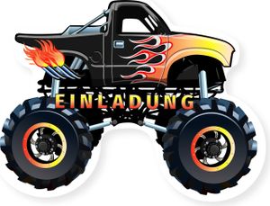 Friendly Fox Monstertruck Einladung, 12 Einladungskarten Kindergeburtstag Monster Truck, Auto Geburtstagseinladungen