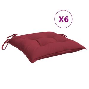 vidaXL Stuhlkissen 6 Stk. Weinrot 40x40x7 cm Oxford-Gewebe