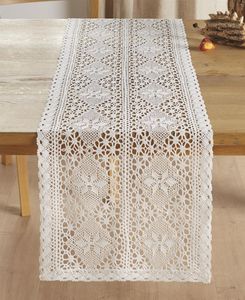 Tischläufer "Gehäkelt" in weiß, 40x140 cm, Mitteldecke in offwhite