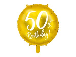 Folienballon mit Schrift 50th Birthday 45cm gold