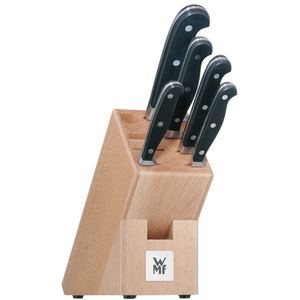 WMF Spitzenklasse Plus Messerblock mit Messerset 6teilig  Germany, 5 Messer geschmiedet, Buchenholz-Block, Performance Cut