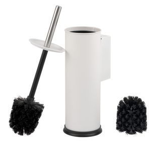 bremermann WC-Garnitur inkl. Wandhalterung, WC-Bürstenhalter, Toilettenbürstenhalter, rund aus Edelstahl, weiß