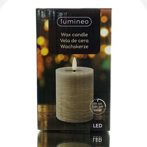 Lumineo LED Wachskerze Light Grey hellgrau Ø 7 cm Höhe 11,2 cm warmweiß Indoor