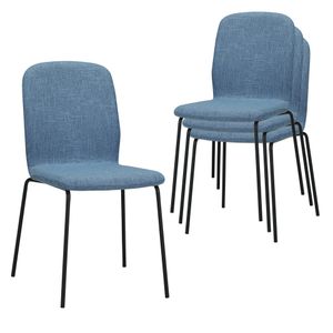 Albatros Esszimmerstühle 4er Set ENNA, blau - stapelbar, bequemer Polsterstuhl - Eleganter Küchenstuhl, Stuhl Esszimmer oder Esstisch Stuhl, Konferenzstuhl , Stückzahl:4, Farbe:Blau