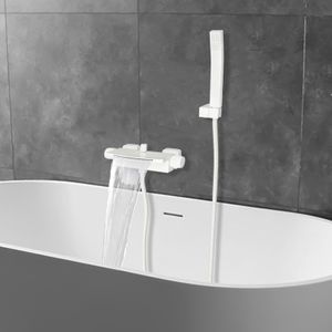 Wasserfall Badewannenarmatur mit Handbrause Dusch Set Wand Wasserhahn (weiß)