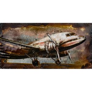 Metallbild eines Flugzeugs 80 x 40 cm