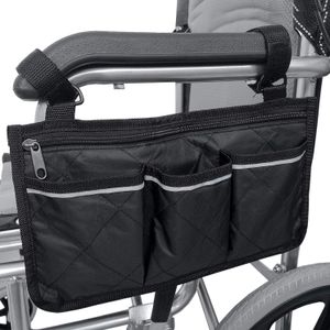 Rollstuhl Tasche, Tasche für Rollstuhl, Wasserdichte Rollstuhltasche Armlehne mit Reflektierenden Streifen Rollstuhl Aufbewahrungs Organizer für Wanderer, Rollator, Rollstuhl (Schwarz)