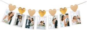 Foto Girlande mit Herzen "Hochzeit" 3,6m | Gold