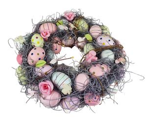 Deko Osterkranz mit bunten Eiern 35cm Türkranz Frühlingskranz