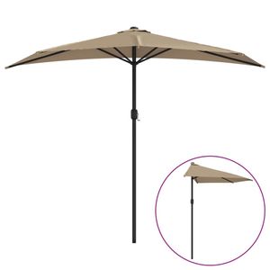 vidaXL Balkon-Sonnenschirm mit Alu-Mast Taupe 270x144 cm Halbrund