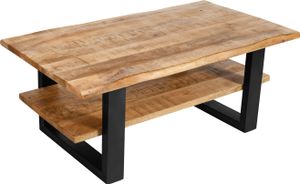 Couchtisch Baumkante 115 x 65 cm Mango massiv + rough schwarz PATRICK
