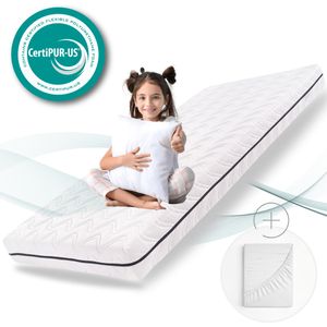 Alavya Home® Kindermatratze 90 x 200 cm COZY mit Bettlaken Kaltschaummatratze 200x90 Weiß - inkl. Spannbettlaken