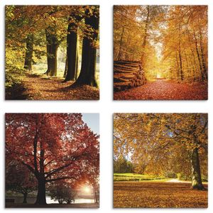 ARTland Leinwandbilder Set, 4tlg. Herbstlandschaft Größe: 20x20 cm