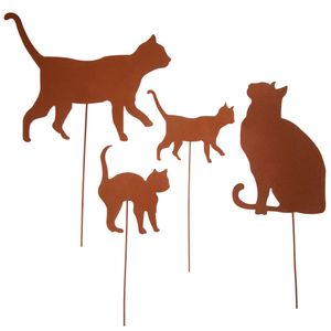 UNUS® Gartenstecker Rost Katzen 4er Set