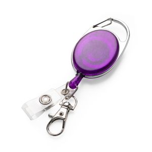 kwmobile Schlüssel Jojo mit Ausweis Clip - Schlüsselanhänger ausziehbar - Kartenhalter Karabiner Anhänger - Schlüsselband mit Karten Halter - Violett
