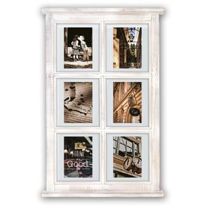 ZEP - Multi Holz transparenter Fotorahmen Hampton White für 6 Fotos 10x15 Größe 40x67,5 cm - TZ66W