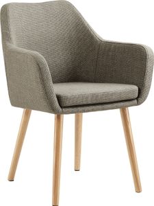 SalesFever Armlehnstuhl | Bezug in Strukturstoff | Stuhlbeine Eichenholz | B 62 x T 60 x H 84 cm | braun – natur