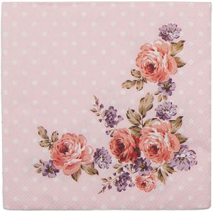 Clayre & Eef Servietten Papier 20er Set 33x33 cm (20) Rosa Papier Blumen