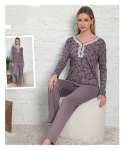Damen Pyjama Schlafanzug Lila XXL Lang 2-Teiler Set S-66 Damen Pyjama Schlafanzug Lila XXL Lang 2-Teiler Set S-66