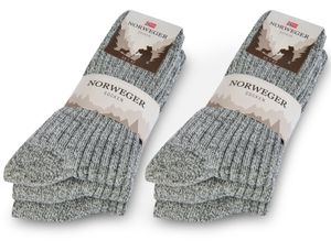 6 Paar Norweger Socken Herren Damen Wintersocken mit Wolle 20100 - Grau 43-46