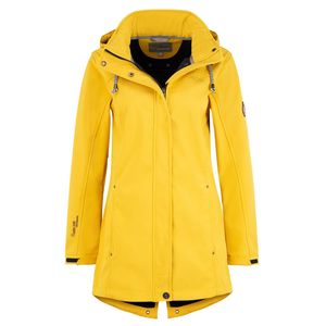 Blue Wave Damen Softshellmantel Birgit - Softshelljacke Outdoor-Jacke mit abnehmbarer Kapuze in Gelb Größe 40