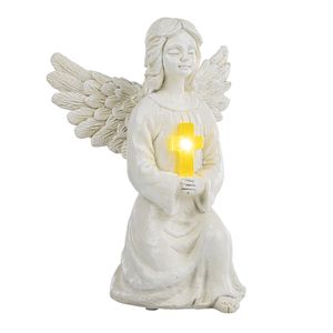Friedhof Figur H22cm Engel Solar LED Grab Licht Grabschmuck Engelsfigur Deko