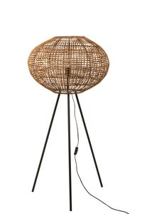 Kleine Stehlampe im Dreibein-Design aus Rattan und Metall in Braun/Schwarz - Charmante Beleuchtung für Ihr Zuhause