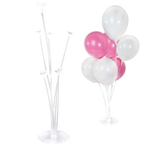 Intirilife Ballonständer für 7 Ballons in Transparent - 70 / 56 / 36 cm Höhe - Halter Ständer für Luftballons Dekoration für Party Hochzeit Geburtstag Babyparty