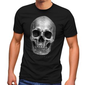 Herren T-Shirt Totenkopf Skull Totenschädel Aufdruck Print Motiv Fashion Streetstyle Neverless® schwarz XS